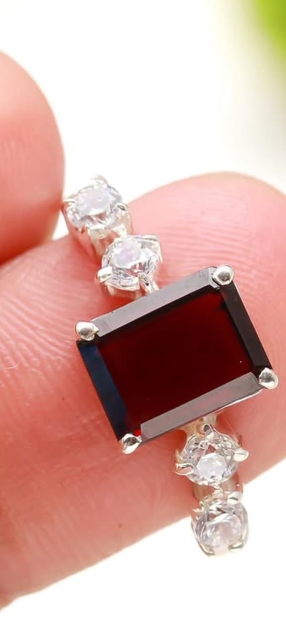 Ruby Emerald Baguette Rectangular Ring - Zaveri Mahal Jaipur